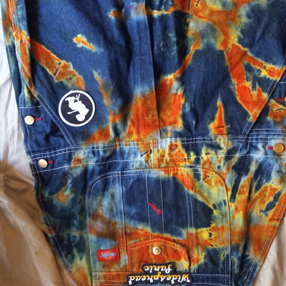 Tie dye Overalls 34×32, Grateful Dead patch Overalls, blue × orange Overalls - Picture 4 of 12